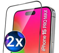 UTECTION 2 protectores de pantalla completa compatibles con iPhone 15 Pro Max - Ajuste perfecto, ultra robusto, sin burbujas gracias a la innovadora tecnología adhesiva + instalación muy sencilla