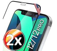 UTECTION 2X Cristal Templado para iPhone 12 MAX / 12 Pro (6.1") - 3D FullGlass Screen Protector de Pantalla 9H - Máxima protección Anti-Golpes - Sin Burbujas - Vidro Templado Cristal Blindado Negro