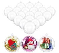 Uten 20 x Bolas de Navidad Forma Redonda Acrílico Transparente para Decorar el arbol de Navidad no Incluye Cuerda (8CM)
