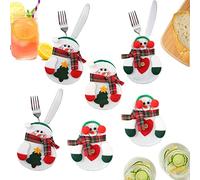 Uten 6 Piezas Cubiertos Navideños, Muñeco de Nieve Cubiertos Bolsillo Decoraciones Navideñas Adornos Navideños