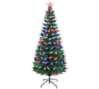 Uten Árbol de Navidad 120 cm, Fibra óptica, 125 Puntas, Luces LED 3 Colores, 8 Modos, Base metálica, Ramas PVC, decoración Interior