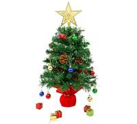 Uten Arbol de Navidad, 60 cm Mini Árbol de Navidad, con 50 Luces LED, 5 Grupo Bayas Rojas, 5 Piñas, Caja Regalo, 18 Bolas Navideñas y Estrellas, para Salón, Alféizar de Ventana, Decoración Navideña