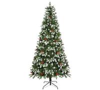 Uten Árbol de Navidad Artificial 225 cm, Lujo PE Árbol Nieve Decoración Interiores, 1150 Aspecto Natural Puntas PVC y PE, 37 Grupo Bayas Rojas, Rama de Bisagra, Base de Metal, Reutilizable