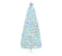 Uten Árbol de Navidad Blanco 180 cm Fibra óptica, 220 Puntas, Luces LED 7 Colores, Ramas PVC ignífugas, Base metálica, decoración Interior