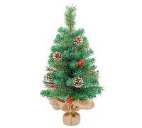 Uten Árbol de Navidad Pequeño 60 cm, Árbol Navidad Sobremesa Artificial, Tres Estilos de Ramas con Piñas y Frutos Rojos, Material PVC, Adecuado para Mesa de Comedor de Dormitorio, Decoración Navideña