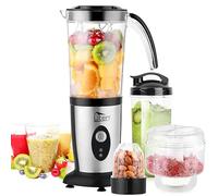 Uten Batidoras Multifuncional, Batidora de Cocina, Máquina de Batidos de Elétrica de Acero Inocidable, Picadora de Carne, Exprimidor, Batidora de Frutas y Verduras 5 en 1 con Botellas, 220W