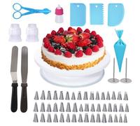 Uten Boquillas para Manga Pastelera, 62 Kit Equipo de Decoración de Pasteles 48 PCS Boquillas, 2 Manga, 5 Espátulas, 1 Giratorio Tartas Placa, Boda Cumpleaños Accesorios Decoracion Pasteleria