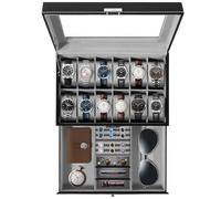 Uten Caja de 12 Relojes, Caja de Reloj de Doble Capa, Caja de Almacenamiento de Exhibición, Caja de Almacenamiento de Colección de Joyas, Regalo Ideal, Hombres y Mujeres Joyero