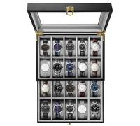 Uten Caja para Relojes de Madera Estuche para Relojes y Joyeros con 2 Capas 20 Compartimentos