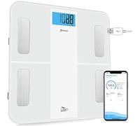 Uten Carga USB Báscula de Baño, Bluetooth Inteligente Báscula de Grasa Corporal con Analizador de Cuerpo Para Medición del Peso Corporal,Grasa Corporal,etc,28st/180kg, Blanco