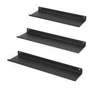Uten Estanteria Pared Negra Metal, Estantes flotantes de Pared 3 Piezas, para Dormitorio, salón, Cocina, baño y Oficina, Negro