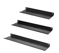 Uten Estantes de Pared de Metal, 3 Piezas Estantes flotantes, Longitud 40/35/30 cm, estantes para Pared, para decoración, salón, baño, Cocina, Negro con Vetas Plateadas