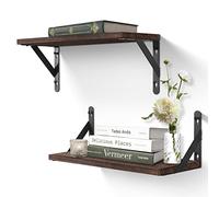 Uten Estantes flotantes, Estante de Pared de Madera Maciza para baño, Cocina, Dormitorio, Sala de Estar con Nivel de Burbuja y Soporte de Metal, Juego de 2 estantes flotantes de baño de 17 Pulgadas