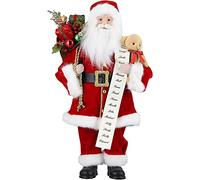 Uten Figura de pie de Papá Noel Bolsa de Regalo y Oso Estatua de Papá Noel de 18 Pulgadas Adornos navideños Decoración del hogar Estatua de Navidad