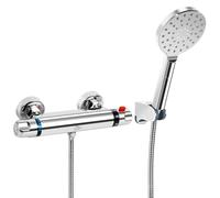 Grifería Termostática de Ducha, Uten Juego Ducha Completo con Cabezal de 3 Funciones Sistema de Seguridad y Montaje en Pared de Latón Cromado, Plata
