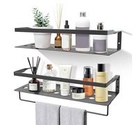 Uten Juego de 2 Baldas Pared, 40CM Largo Estantes de Pared Clásicos Modernos con Toallero, Ahorre Espacio, para Salon Cocina Baño Dormitorio