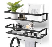 Uten Juego de 2 Estantes de Pared, 40 cm de Largo, Moderno y Clásico, con Toallero, Ahorra Espacio, Apto para Salón, Dormitorio, Cocina, Baño, Hierro