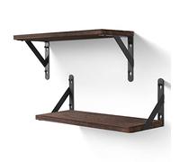 Uten Juego de 2 estantes flotantes, estantes de madera montados en la pared, estantes multifuncionales de almacenamiento de pared para sala de estar, baño, cocina o dormitorio, marrón oscuro