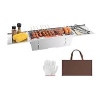 Uten Parrilla de carbón, parrilla portátil plegable de acero inoxidable con platos de condimentos plegables, ligera y resistente al calor, barbacoa ahumadora para camping, portón trasero, picnics