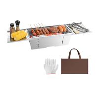 Uten Parrilla Plegable Portátil, Barbacoa de Carbón de acero inoxidable con bolsa de almacenamiento y guantes, Barbacoa de Mesa para jardín, playa, camping, senderismo, picnics y viajes