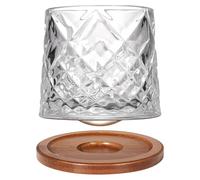 Uten Vaso de Whisky de Cristal, 275 ml/10 oz Vaso de Agua Giratorio, Posavasos de Bambú, Tacto Grueso, Adecuado para Beber Ron, Brandy, Cócteles, Café, Jugo, Relajarse y Descomprimir, 1 Pieza