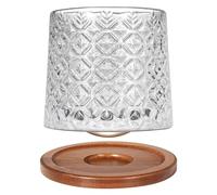 Uten Vaso de Whisky de Cristal, 275 ml/10 oz Vaso de Agua Giratorio, Posavasos de Bambú, Tacto Grueso, Adecuado para Beber Ron, Brandy, Cócteles, Café, Jugo, Relajarse y Descomprimir, 1 Pieza