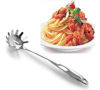 Utensil - Servidor de espaguetis de cocina de acero inoxidable 201 duradero con mango ergonómico, cucharas de cocina, espátulas, tenedores de pasta de 13.6 pulgadas (plata, 34.5 x 8.5 cm)