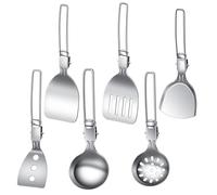 Utensil Set, Folding Soup Spoon, Compact Size Outdoor Ready Multi-Purpose Heat Resistant Convenient Carry, Kitchen Tools for Outdoor, Frying, Boiling, Stewing, Grilling, Travel, Road Trip