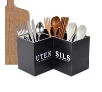 Utensilio de triple ranura, de clasificación de encimera, almacenamiento con organización de cubiertos, fácil acceso con preparación de comidas, categoría de cocina, diseño de madera