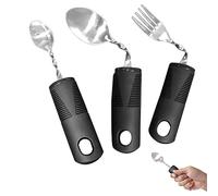 Utensilios adaptativos 3pcs Espejo de acero inoxidable pulido flexible cubiertas curvas portátiles cubiertas para pacientes con discapacidad para personas mayores