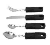 Utensilios adaptativos de 4 piezas, utensilios para Parkinson, utensilios adaptativos para personas mayores, cubiertos pesados para temblores de manos, cuchillos, tenedor,