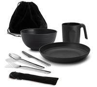 Utensilios de Campamento, Kit de desorden de Campamento ReaNea para Viajes, picnics, al Aire Libre, el Equipo Incluye Cuchillo, Cuchara, Tenedor, Juego de Cubiertos, Taza, tazón, Plato