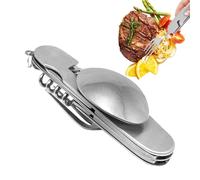 Utensilios de camping, utensilios de senderismo - Juego de cubiertos portátiles plegables 6 en 1,Cuchara tenedor desmontable multifuncional, Combo para comer en mochila, Hobo de scout, amateur d