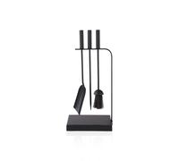 Juego de Herramientas para Chimenea Relaxdays, Set de 4 Piezas, atizador, Pala, escobilla y Soporte, Moderno, Negro