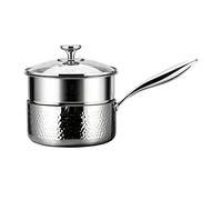 Utensilios de cocina antiadherentes sin revestimiento con mango de tapa, cacerola de acero inoxidable, olla de chef profesional resistente para comedor en casa, hervir, cocinar a fuego lento y cocinar