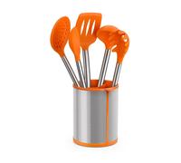 BRA Efficient Conjunto De 5 Utensilios De Cocina Y Carrusel, Acero INOX, Nailon y Silicona, Naranja, 14.5 x 15 x 37.5 cm