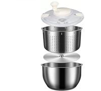 Utensilios de cocina, centrifugador de ensalada de 6 litros, secador de lechuga con recipiente de drenaje de acero inoxidable, base antideslizante, tapa de PP, for lavar, secar, servir