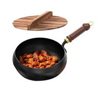 Utensilios de cocina de hierro hechos a mano - antiadherente, mango resistente al calor, olla profunda, plato para freír, diseño de gran capacidad | caldo profesional para res