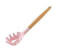 Utensilios de cocina de silicona con mango de madera para cocina, color rosa claro, captura de polvo