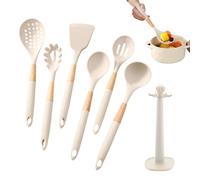 Utensilios de Cocina de Silicona | Set de 7 Piezas con Mango Largo, Alimenticio - Utensilios de Cocina para Cocinar | Para Ollas, Sartenes, Raspar, Hornear, Mezclar, Preparar