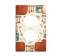 Utensilios de cocina dúplex para toma de corriente, platos de pared rústicos modernos, frutas, otoño, color marrón terroso, placas de pared de plástico de tamaño estándar para enchufes eléctricos para