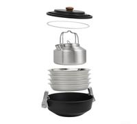 Utensilios de cocina que acampan de la presión fijaron 1.6L cocinero rápido | Tapa de bloqueo a presión, tiempo de cocción más rápido, sella nutrientes, cuerpo de acero inoxidable