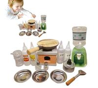 Utensilios de Cocina Reales para Niños,Juego De Simulación con Utensilios De Cocina Reales para Niños - Hornillo Mini, para Comida Real, Botellas de Especias | para y Niñas