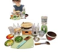 Utensilios de Cocina Reales para Niños - Juego Educativo de Herramientas de Cocina para Juego de Imitación - Hornillo Mini, Herramientas para Cocinar Alimentos Reales con Botellas de Especias | para N