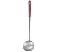Utensilios de cocina resistentes al calor de acero inoxidable con agarre de madera para saltear sopa y salsa, cuchara de cocina profesional de 30 cm (C)