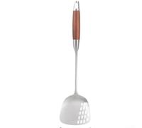 Utensilios de cocina resistentes al calor de acero inoxidable con agarre de madera para saltear sopa y salsa, cuchara de cocina profesional de 30 cm (B)