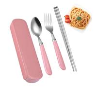 Utensilios de cocina, utensilios de viaje con maletín. Juego de cubiertos de acero inoxidable, juego de cubiertos portátil, no se oxidan ni se deforman fácilmente. Además, esto convence con una buena