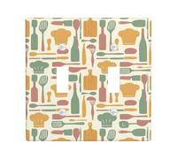 Utensilios de doble placa de cubierta para interruptor de luz, tabla de cortar de estilo casual para cocina, sombrero de chef, verano, color amarillo pastel, plástico, tamaño estándar, placas de