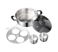 Utensilios funcionales de cocina a presión práctico de acero inoxidable Vaporera de varias capas Ollas con tapa de cristal