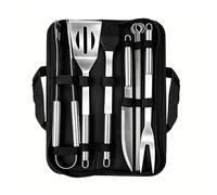 Utensilios para Barbacoa con Bolsa de Transporte Herramientas Parrilla Barbacoa con Espátula,Tenedor de Acero Inoxidable Accesorios de Parrilla Portátil cocina al aire libre y camping